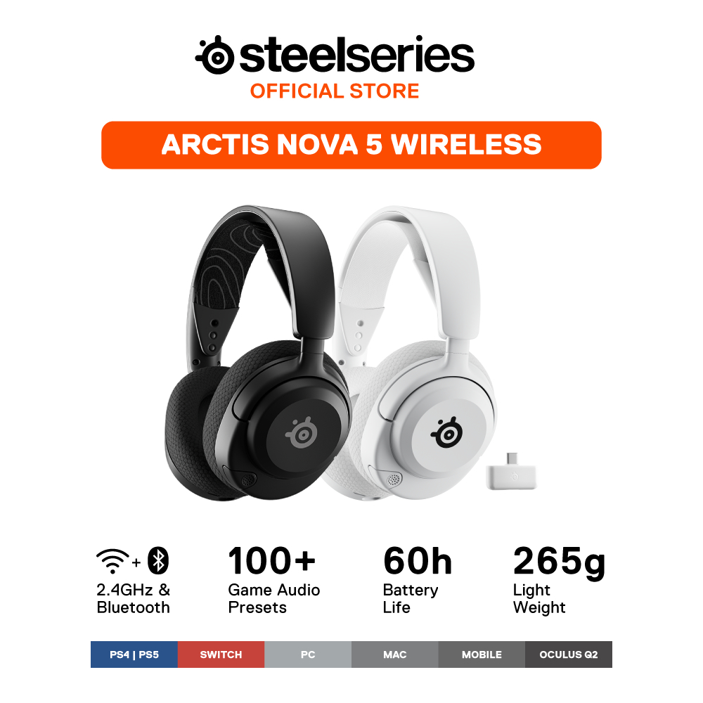 SteelSeries Arctis Nova 5 Wireless - Headset Gaming Over-ear Hitam
