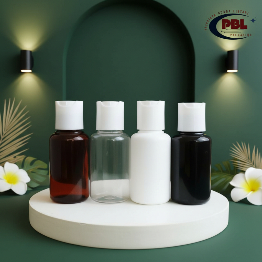 Botol Presstop 60ml Tubular / Botol Toner 60ml / Botol PET 60ml Tubular Neck 24 Tutup Presstop Neck 