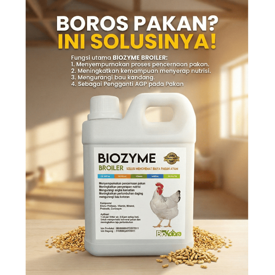 Biozyme Broiler Pemacu Pertumbuhan Ayam Nutrisi Lengkap Efisiensi Pakan Original Terlaris