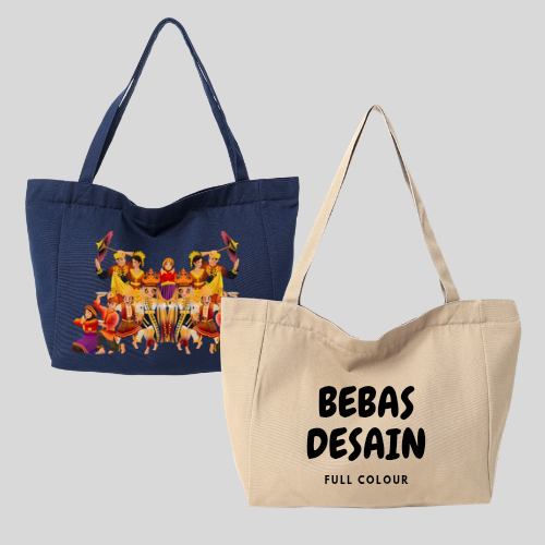 Custom Totebag Besar Desain Tas Tote Bag Selempang Resleting Nudie Bag
