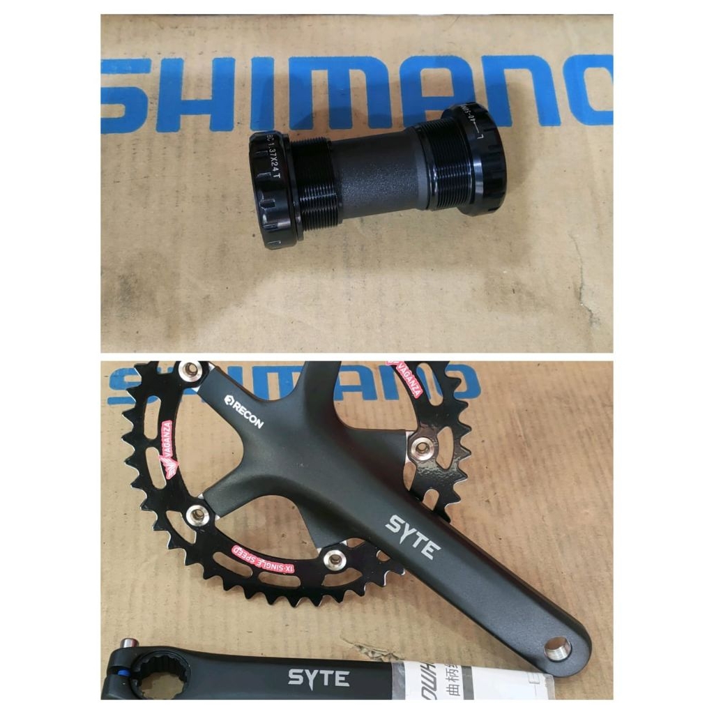 Termurah Paket Crank Rotel Piringan Hollowtech Plus BB HT 2 HT2 Single Speed Sepeda Bmx Lipat Mtb Fe