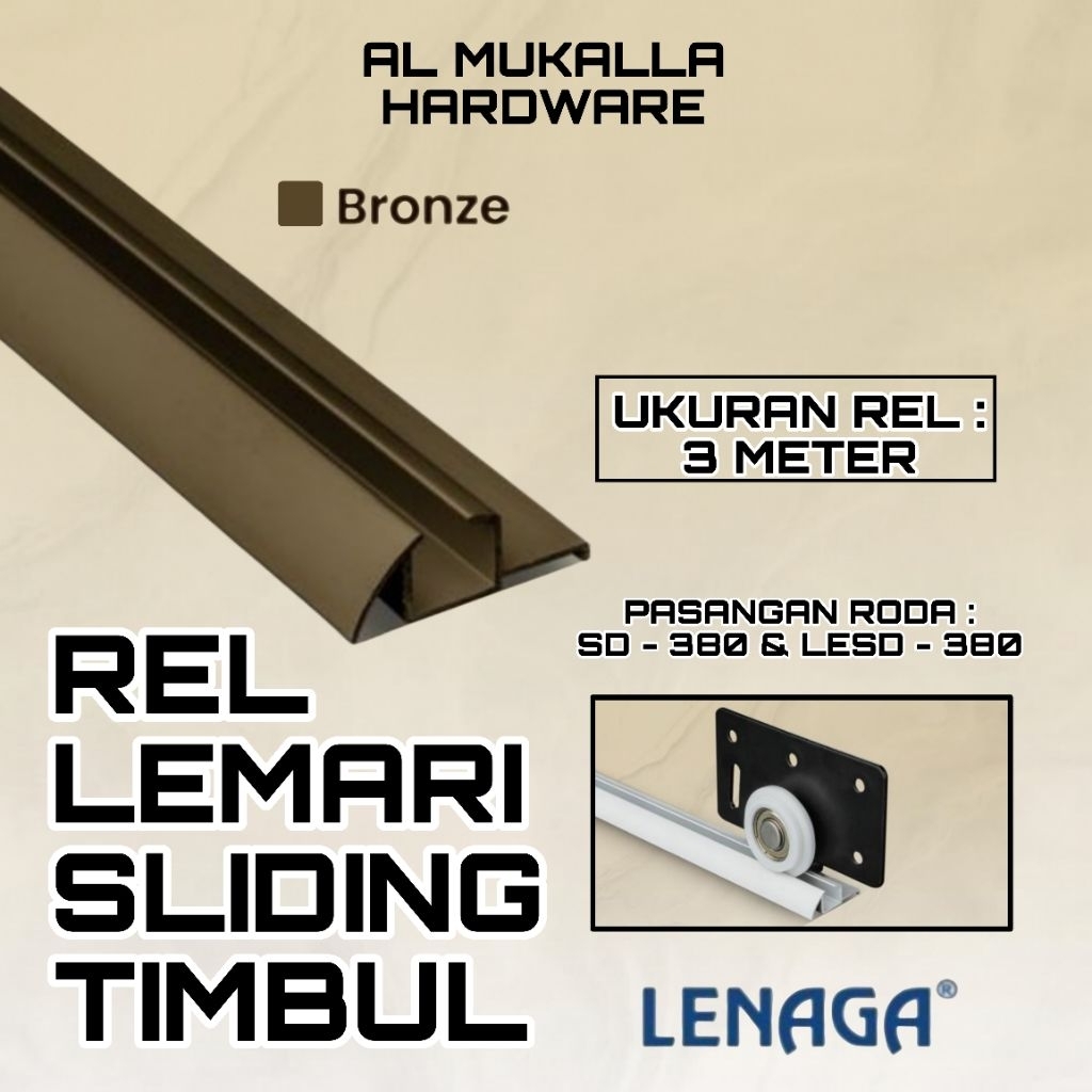 [ 3 Meter ] Rel Pintu Lemari Sliding LAS - 380 Timbul Lenaga 3 Meter | Pintu Lemari Sliding / Geser