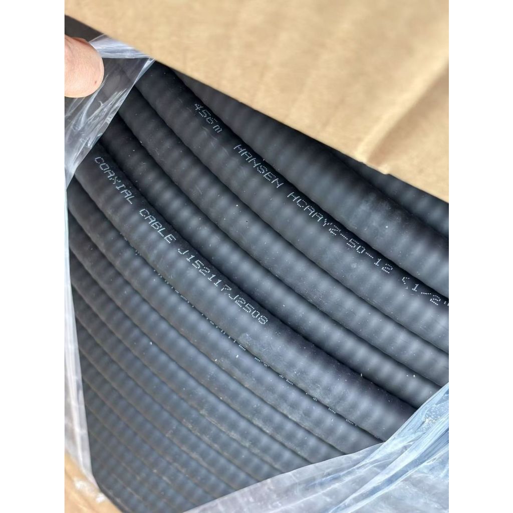 Kabel 4/8 inch D10 1/2S FSJ4 merek Hansen Baru Coaxial Heliax feeder 50 Ohm 50Ohm 1/2 S 4/8inch 10D 