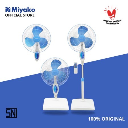 Miyako TJR-101 GB Kipas Angin Berdiri 3in1 (Remote) Berdiri-Meja-Dinding 16 Inchi Garansi Resmi