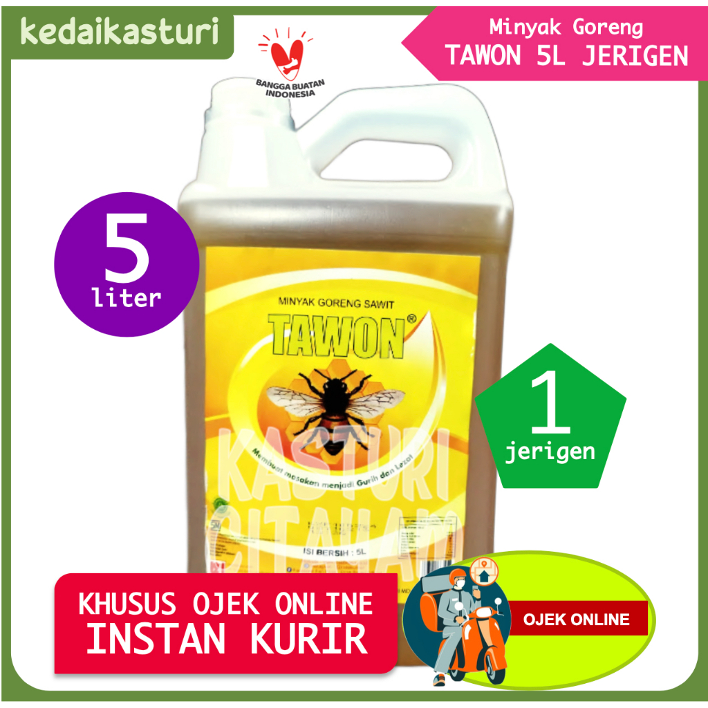 Tawon 5 Liter x 1 Jerigen Minyak Goreng Rose Brand - Kurir Instan