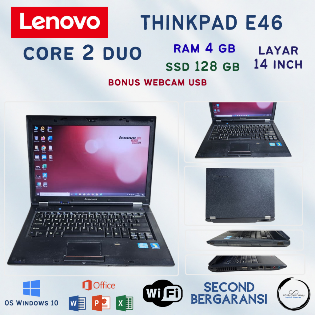 Laptop Lenovo ThinkPad E46 RAM 4GB SSD 128GB Layar 14” | Siap Pakai