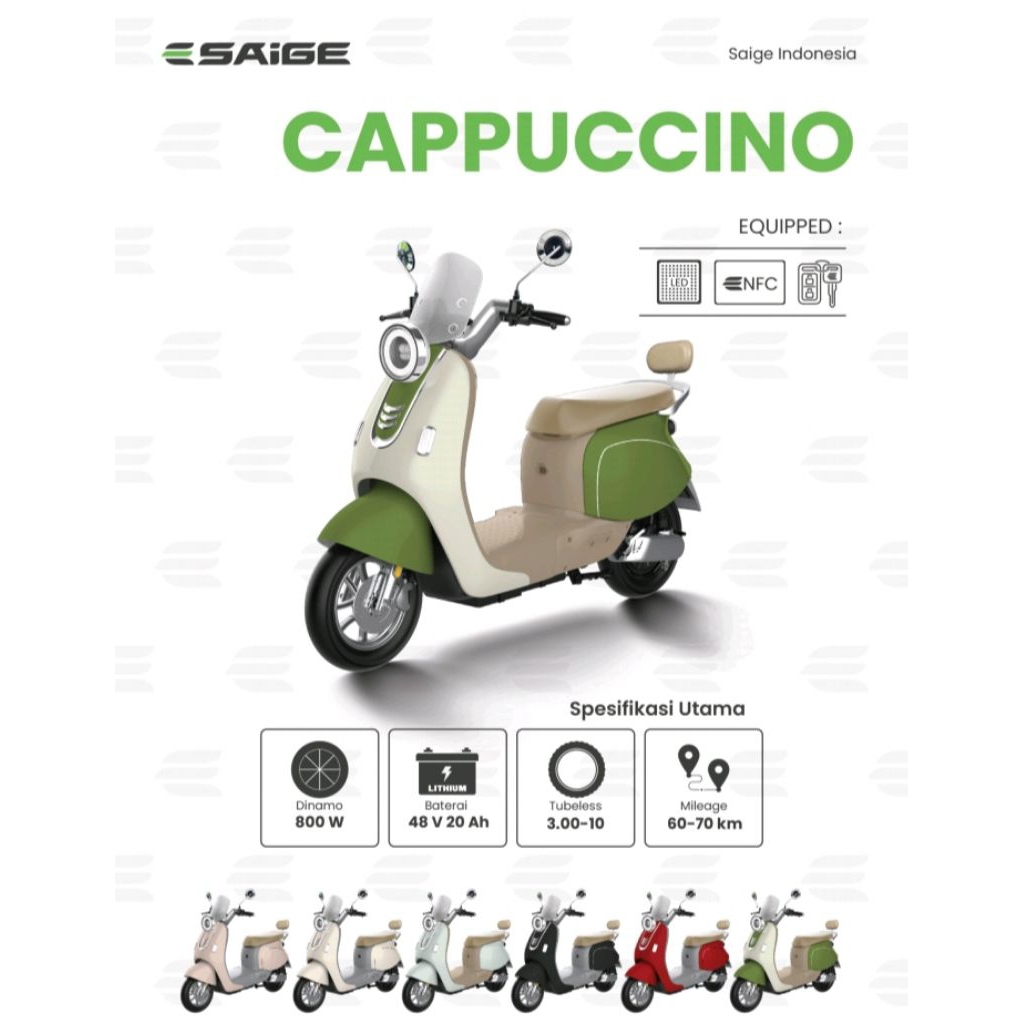 sepeda listrik saige cappucino/sepeda listrik cappucino/sepeda listrik baterai lithium