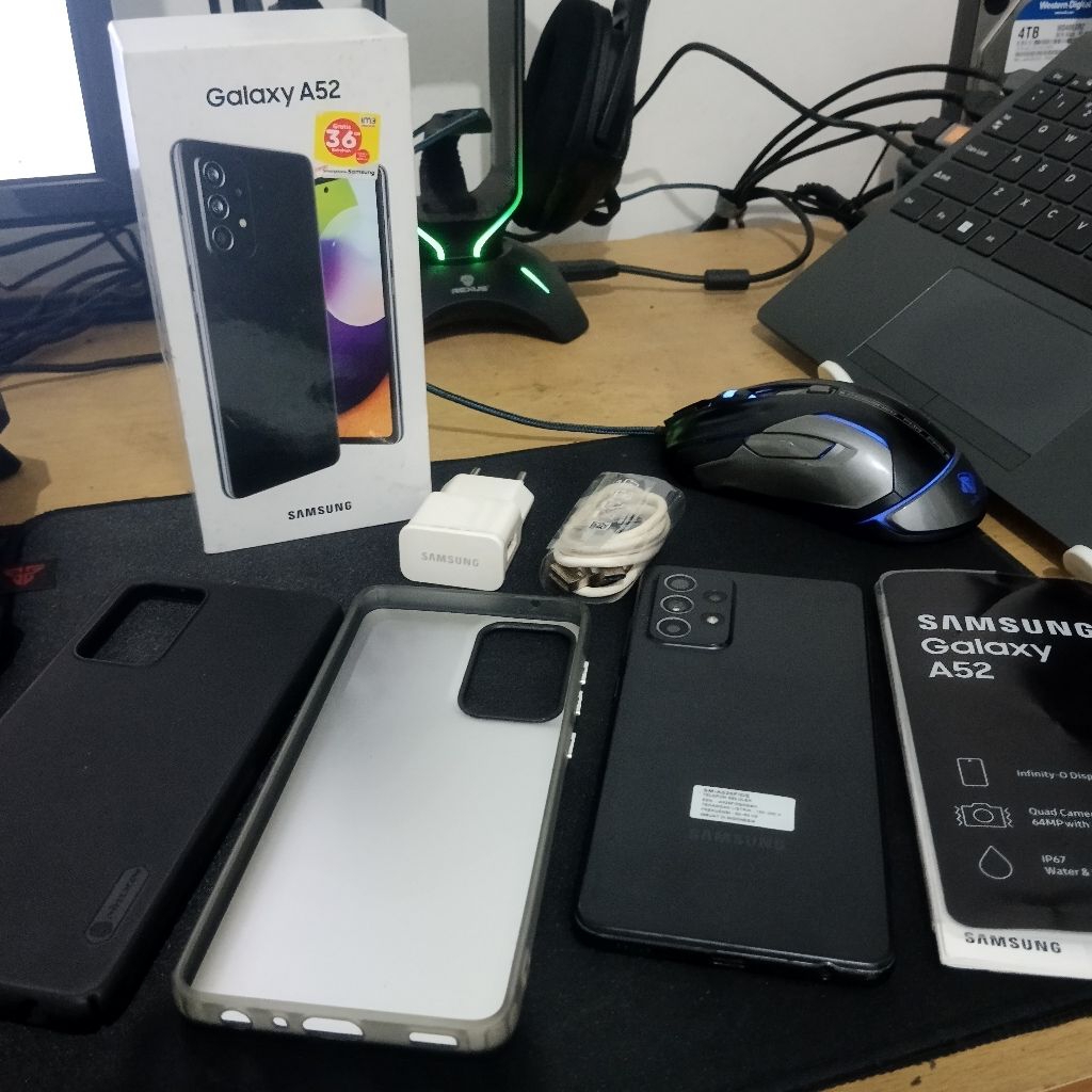 HP Samsung Galaxy A52 8/128 RAM 8GB ROM 128GB Awesome Black Fulset Bonus Case Nilkin Not A56 A55 S24