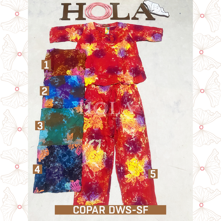 HOLA_FASH | Setelan Cap Copar Dewasa WARNA,  Tangan 3/4, Batik Copar