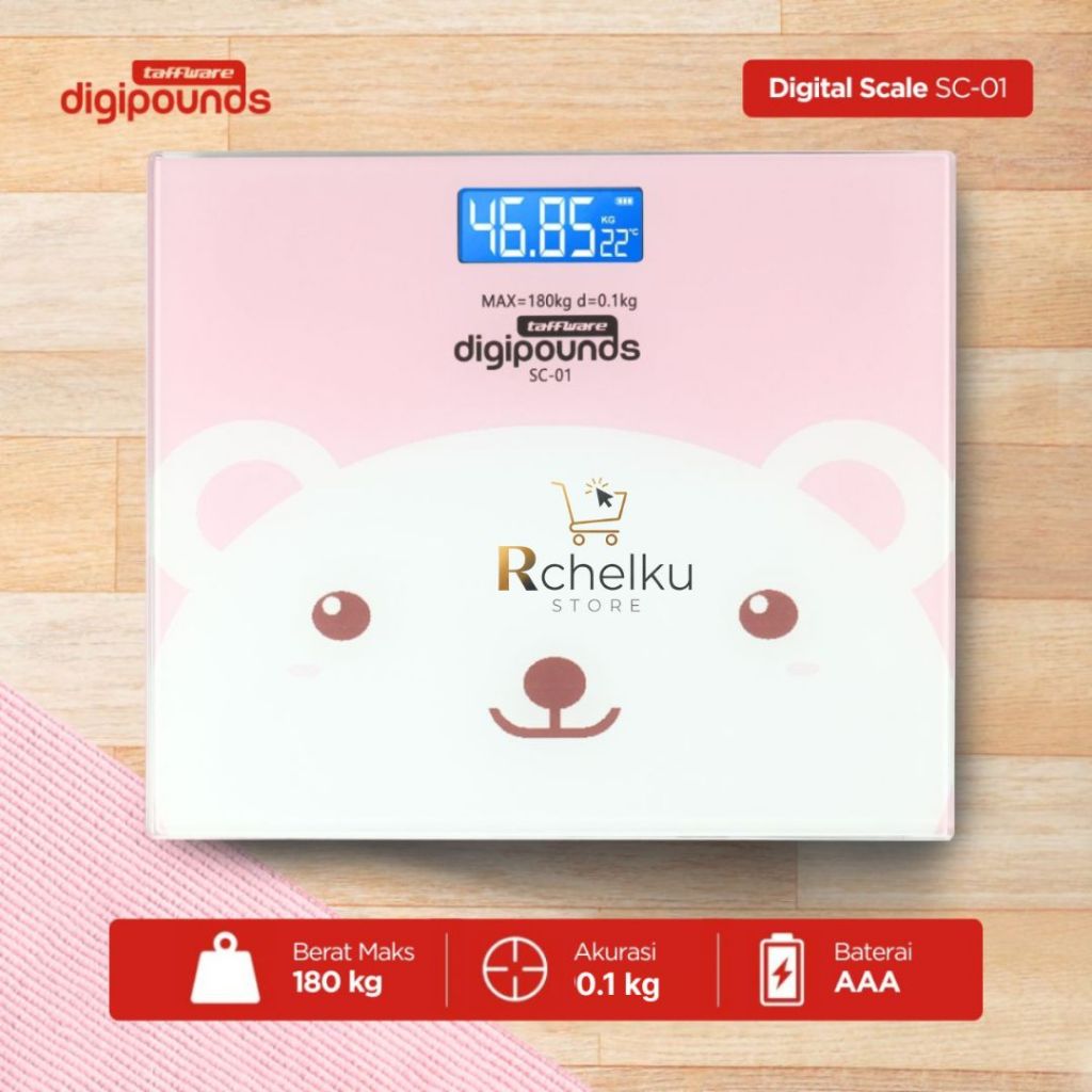 Taffware Digipounds Digital Scale 180kg Pink