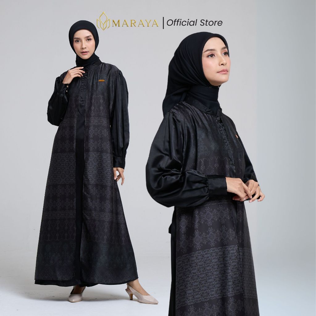 Maraya - Nabila Dress Black Baju Kondangan Wanita Silk Maxmara Premium Mewah Kekinian Warna Viral