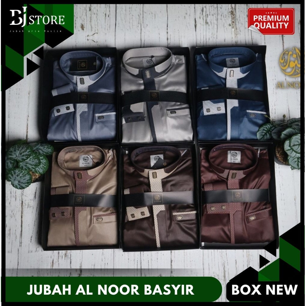 Alnoor Jubah Warna Basyir Box New/Alnoor Polyester Premium Lengan Manset/Gamis Pria Dewasa