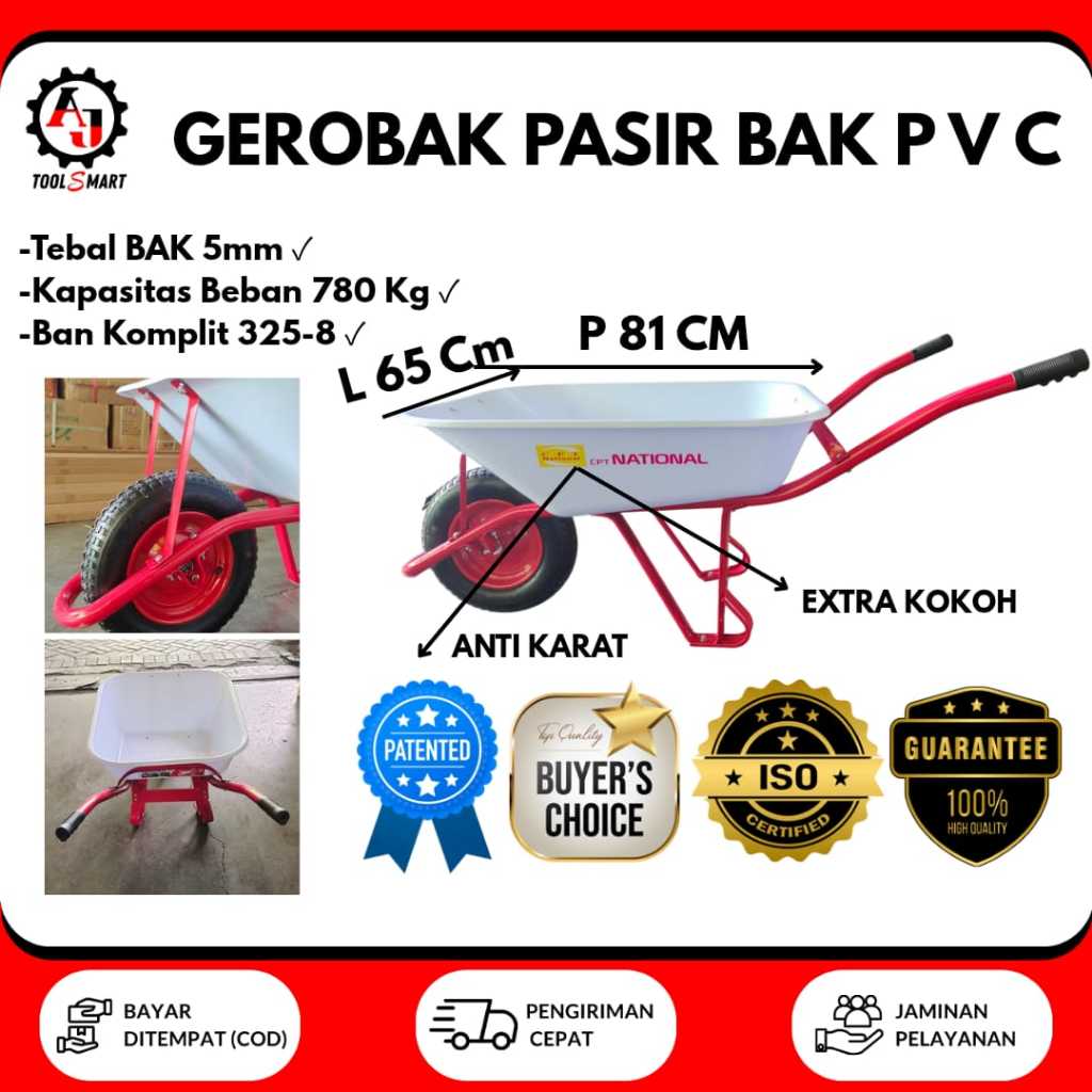 Gerobak Sorong CPT Bak PVC || Angkong Dorong Gerobak Sawit