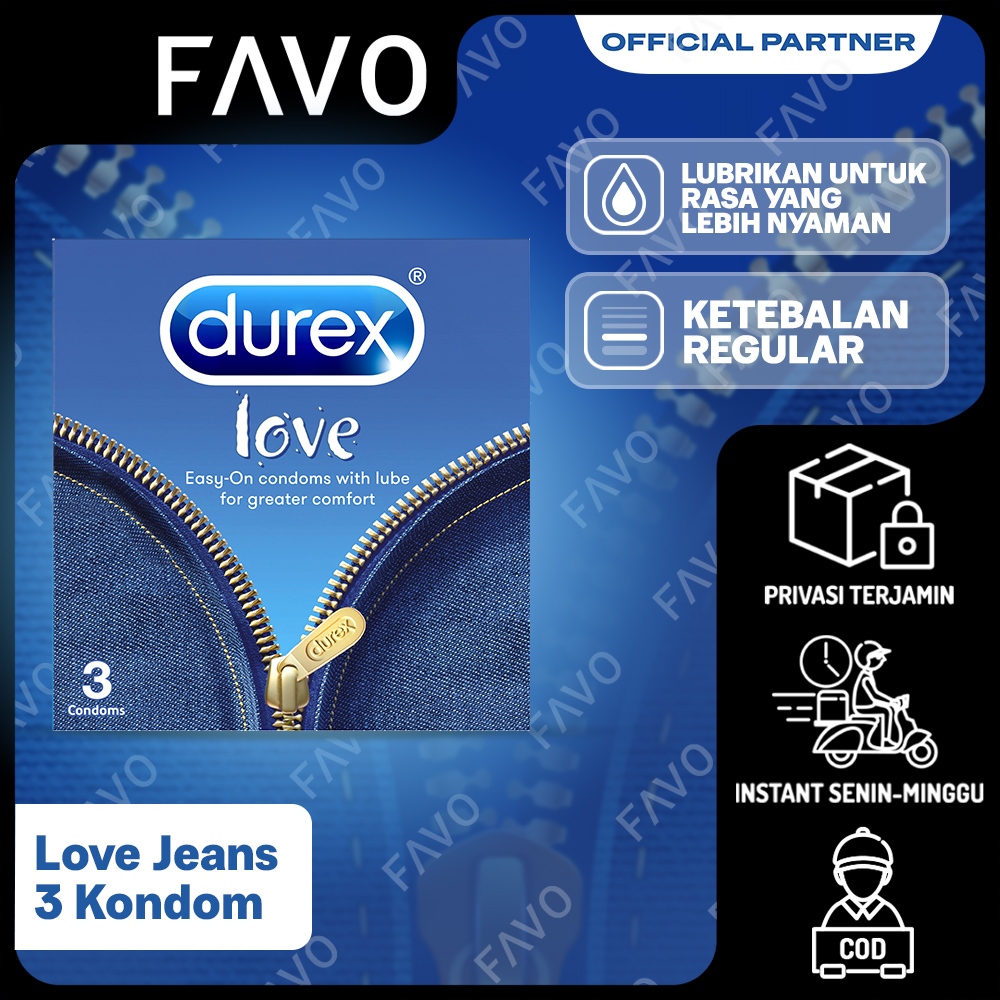 Durex Love Jeans Kondom Pria Extra Pelumas Pria 3s - Kondom Ekstra Pelumas