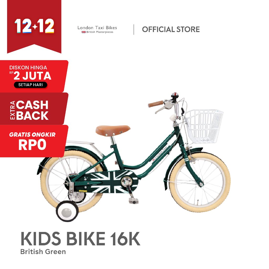 Jefferys - Sepeda Anak London Taxi Kids 16K Inch - British Green