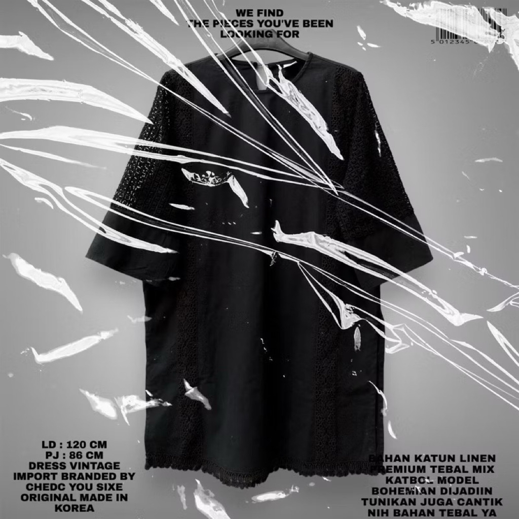 CHEDC ORIGINAL KOREAN DRESS/BLACK DRESS KOREAN LOOK/BOHEMIAN BLACK DRESS KOREAN STYLE/KATBOL DRESS P