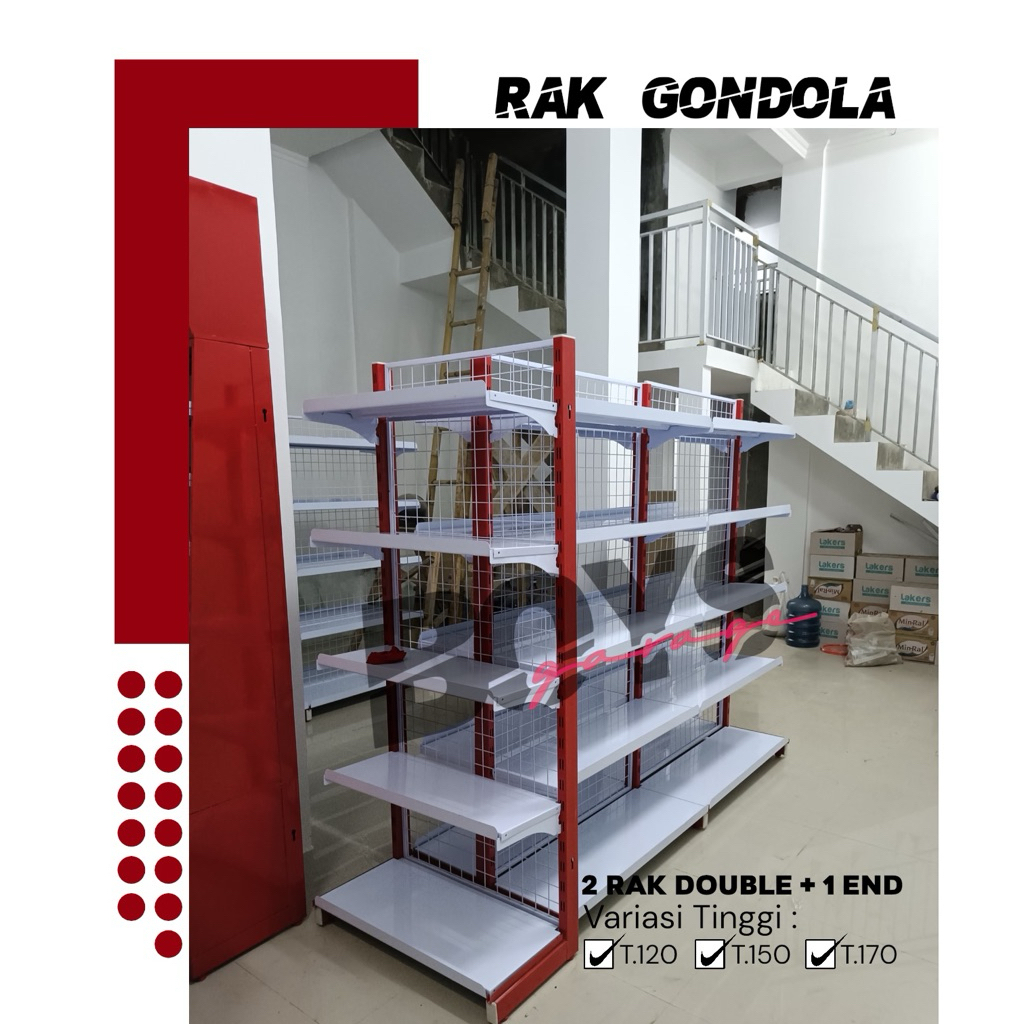 Rak Minimarket 3 Paket Hemat 5 susun, 3 Rak Minimarket - Double Starting dan Jointing ,dengan Rak EN