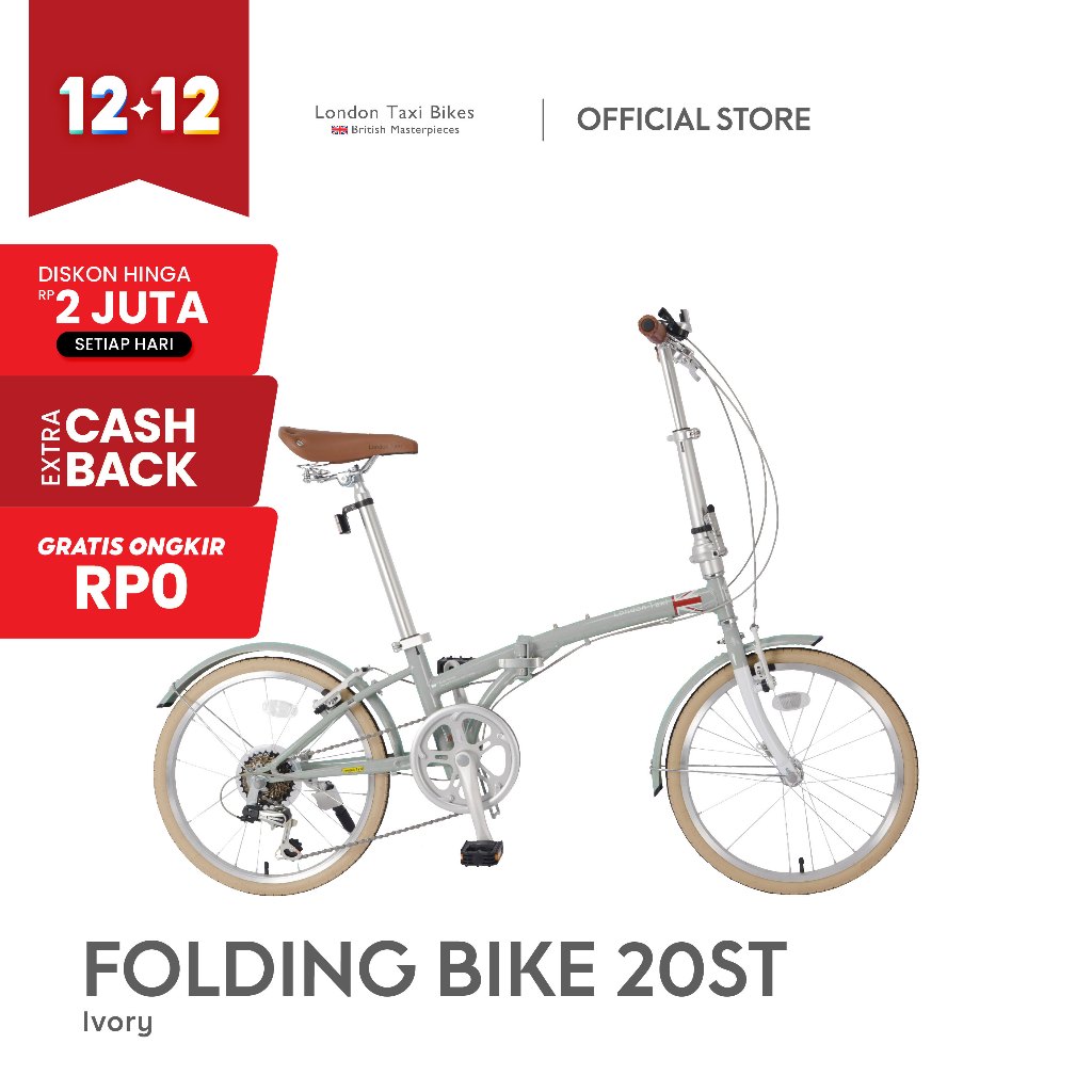 Sepeda Lipat London Taxi Folding Bike 206S - Ivory