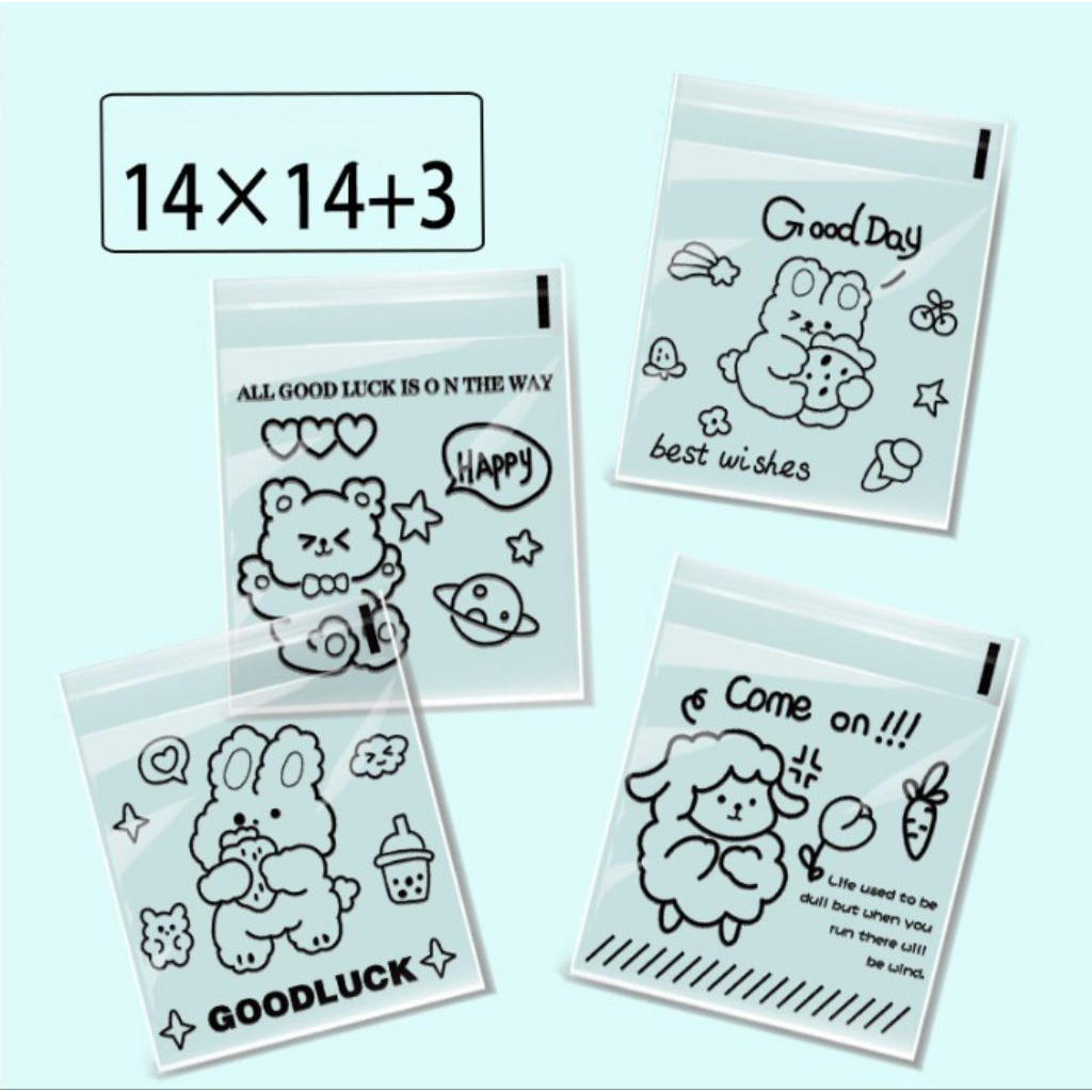 LIVZ 100pcs plastik cookies 14 x 14 cm plastik opp motif good luck