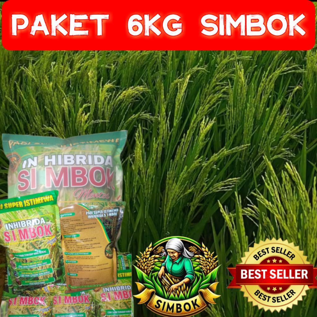 (6kg)Benih padi in-hibrida si mbok mentes,umur pendek 85-95 hst