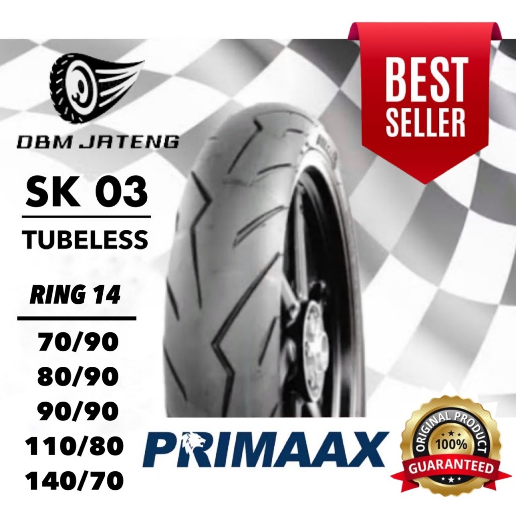 [READY STOCK BISA COD] BAN MOTOR TUBELESS MURAH MERIAH PRIMAAX SK-03 SK03 CARNAGE RING 14 100% ORIGI