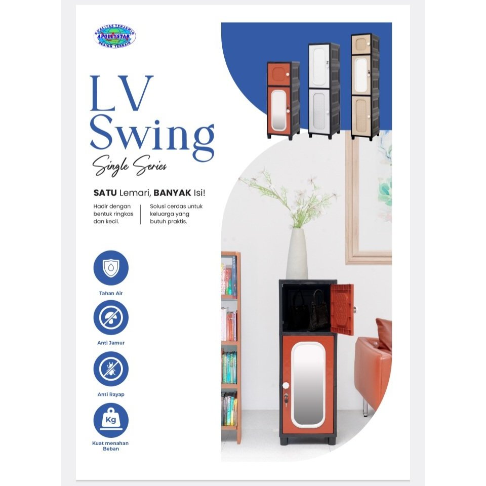 LEMARI PLASTIK KECIL APOLLYSTAR LV SWING SINGLE SERIES + KUNCI