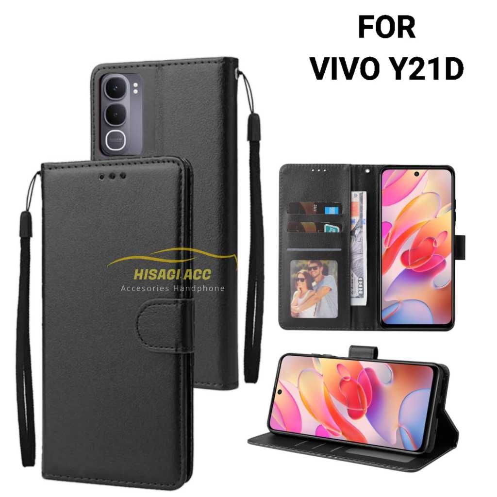 Casing Hp Cover hp Untuk VIVO Y21D Leather Flip Case Dompet