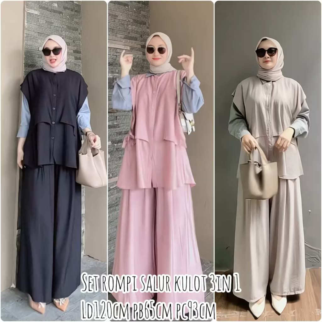 Setelan Rompi Salur / Setelan Salur Amanda Si Best Selle / Setelan Salur Kulot
