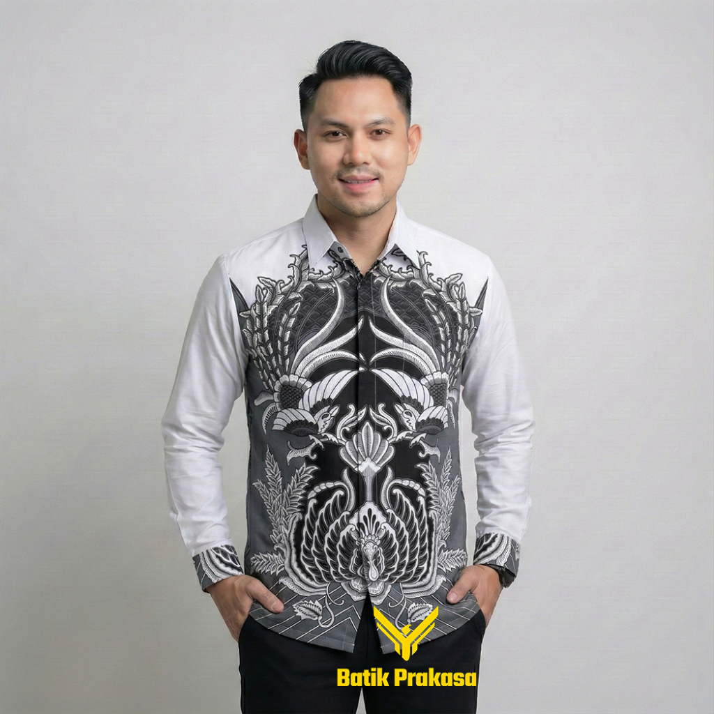 Kemeja Batik Pria 1251 Baju Lengan Panjang Slimfit Lapis Furing Batik Prakasa Motif Gundala kode 125