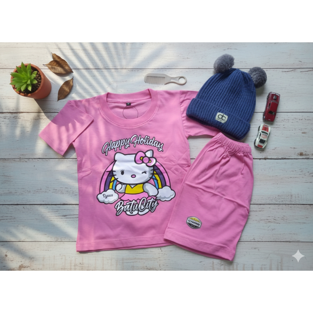 Setelan Baju Celana Anak Laki Laki Perempuan Katun Murah Oleh Oleh Khas Kota Batu Malang Usia 1-6 ta