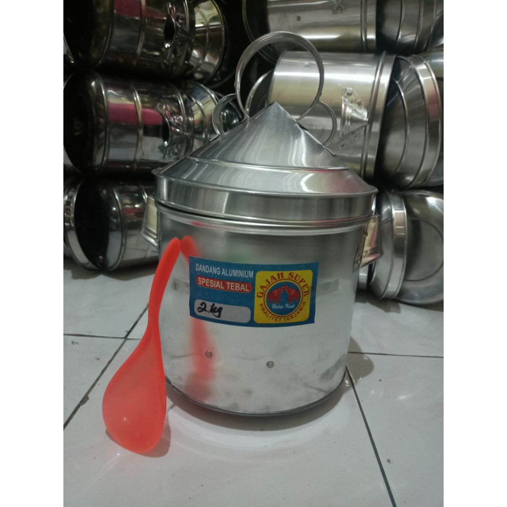 (Bonus centong nasi)Dandang Kukus an  Aluminium Tebal Ukuran 2kg/liter Kitchenware