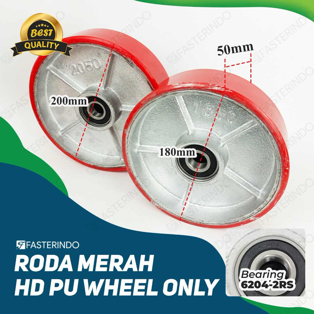 Roda Depan Hand Pallet / Roda Merah HD PU Hand Pallet