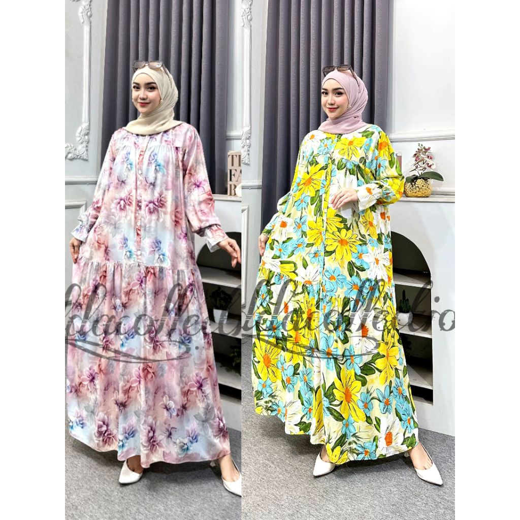 Gamis Maheira Gamis Rayon Premium Lengan Smok Gamis Lengan Balon