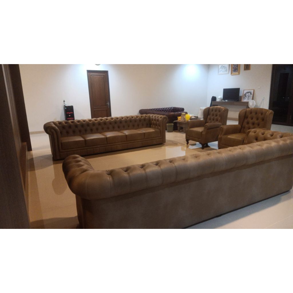 ARMI CHESTERFIELD/SOFA KULIT/SOFA CHESTERFIELD/SOFA TUKAR TAMBAH