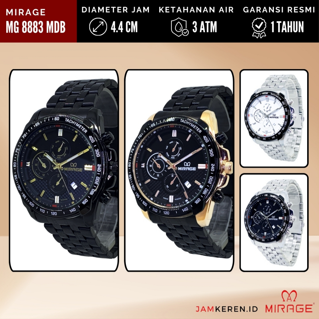 Mirage - Jam Tangan Pria Mewah - Jam Tangan Pria - Jam Tangan Mirage Pria Stainless Steel 8883 MD