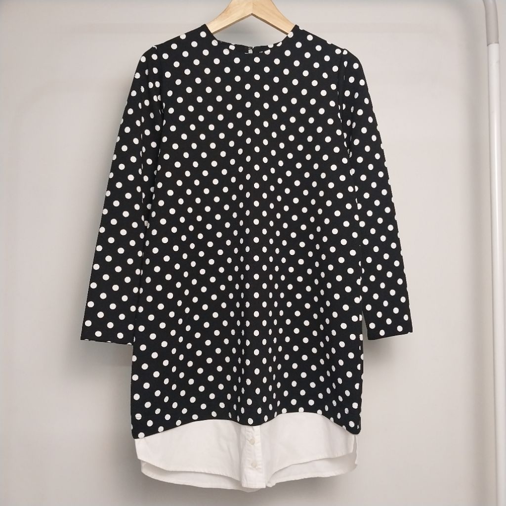 Tunik Polkadot Hitam Putih Brand Cotton Ink