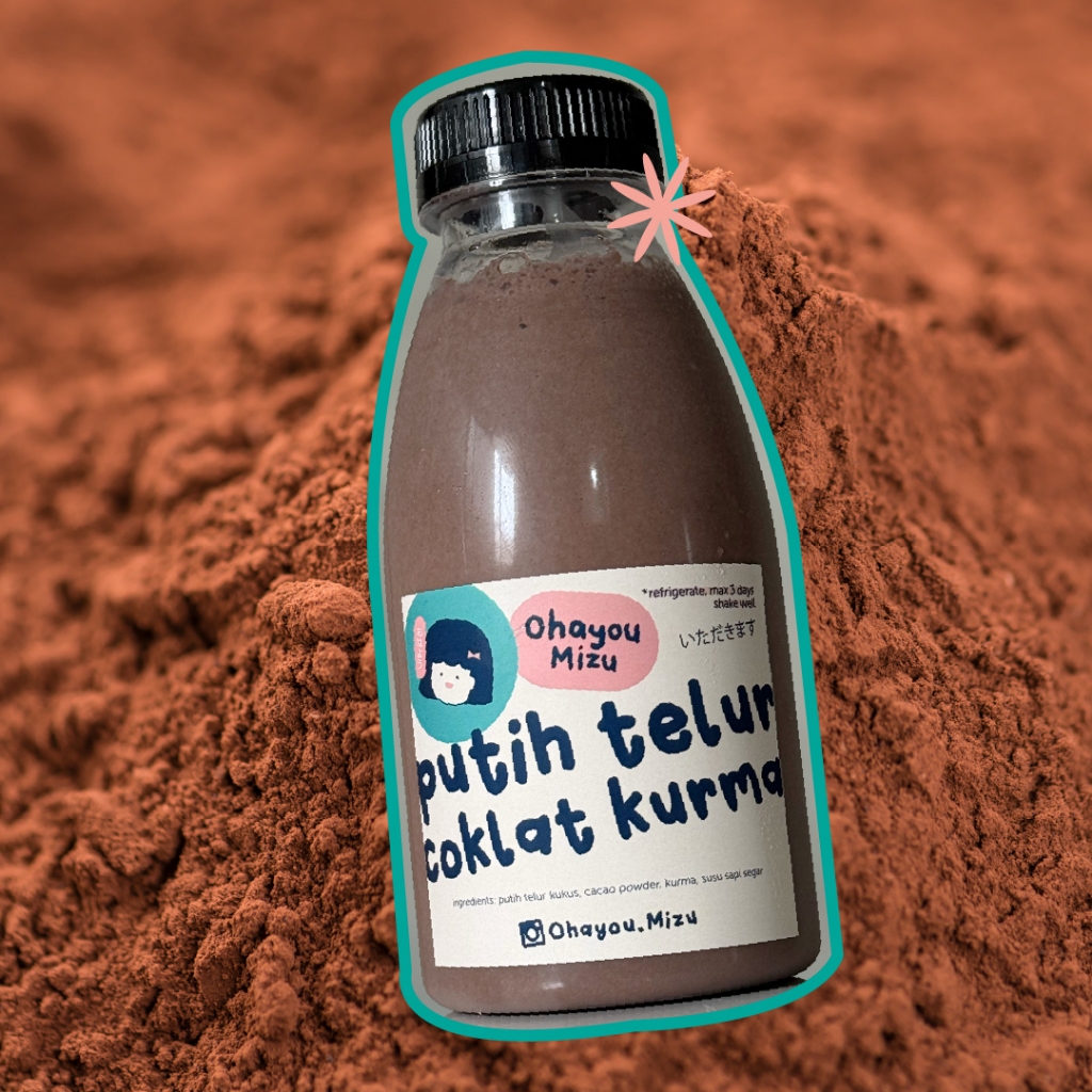Minuman Protein Putih Telur + Coklat Kurma, Susu Putih Telur Kurma Coklat