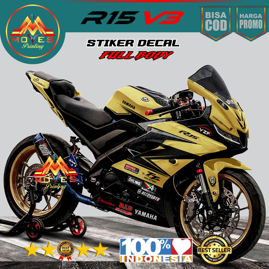 Decal Stiker - Stiker Decal Motor R15 V3 Full Body List Racing