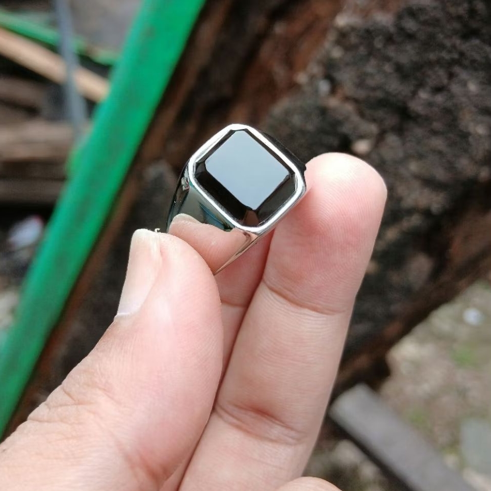 cincin batu akik yaman wulung kotak cutting natural