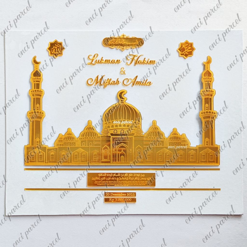kode 274 set dekorasi mahar miniatur masjid bentuk tiang menara pintu jendela kubah kuban sabit bese