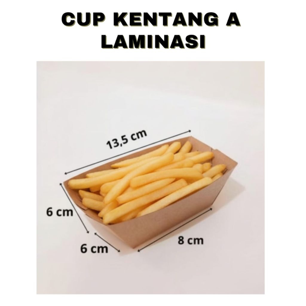 (100pcs) Cup Kentang A Polos (LAMINASI)/ Kotak Cup Kentang / Food Paper tray / Kotak toast / Kotak S
