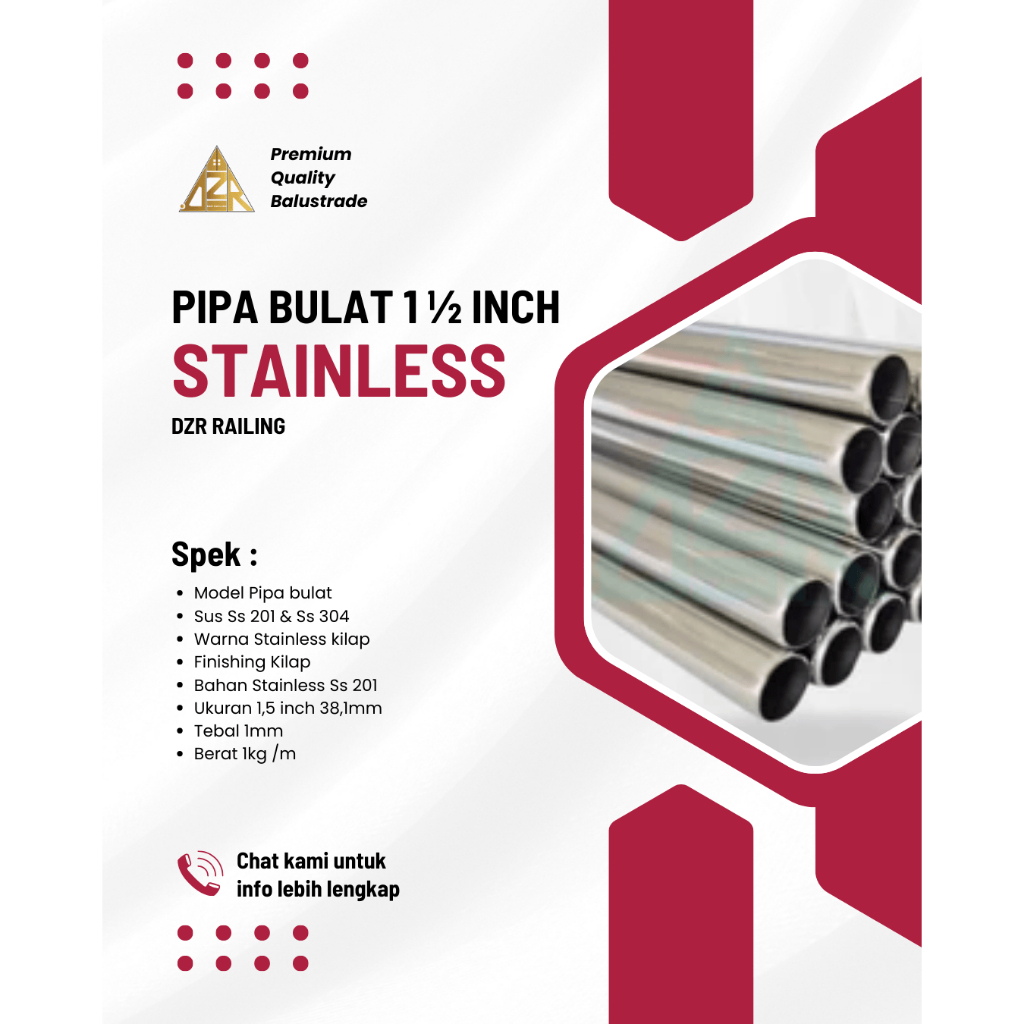 PIPA STAINLESS 1 1/2 INCH / PIPA BULAT STAINLESS 1.5 Inch SS 201 & SS 304