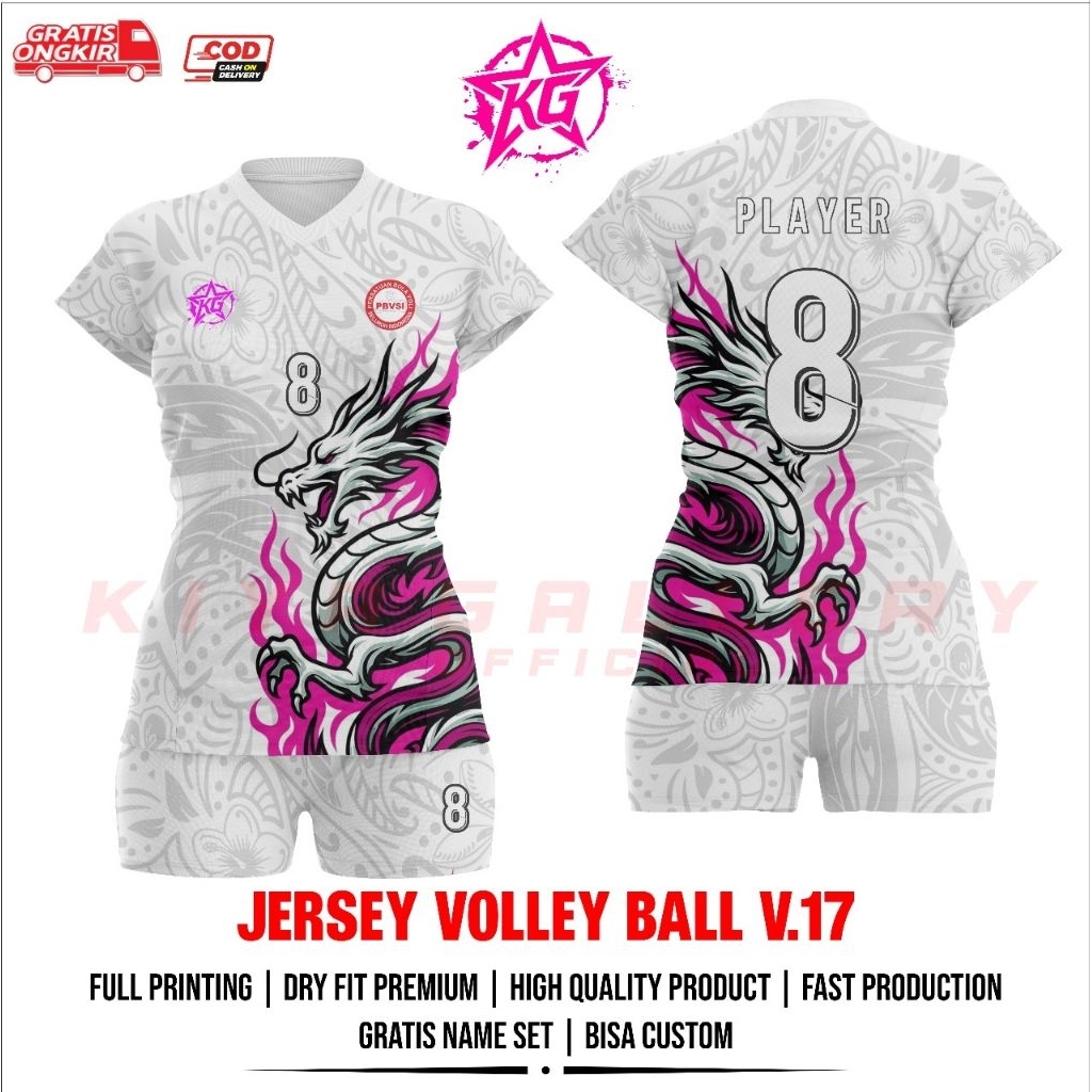 JERSEY BAJU VOLI WANITA V.17 FULL PRINTING GRATIS NAMA DAN NOMOR