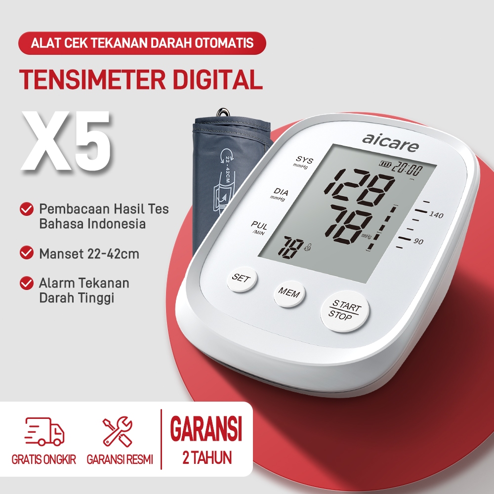 Akurat Tensi Digital Lengan Atas Manset Besar 22-42cm Portabel Tensimeter Digital Aicare