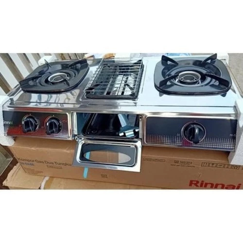 kompor gas RINNAI 3 tungku dengan pemanggangan - (RI 524 E)