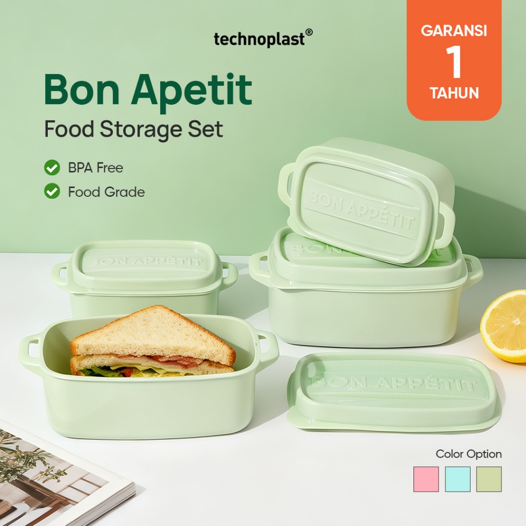 Technoplast Funtastic Food Container | Bon Apetit | Wadah Penyimpanan Kulkas | Food Storage Kedap Ud