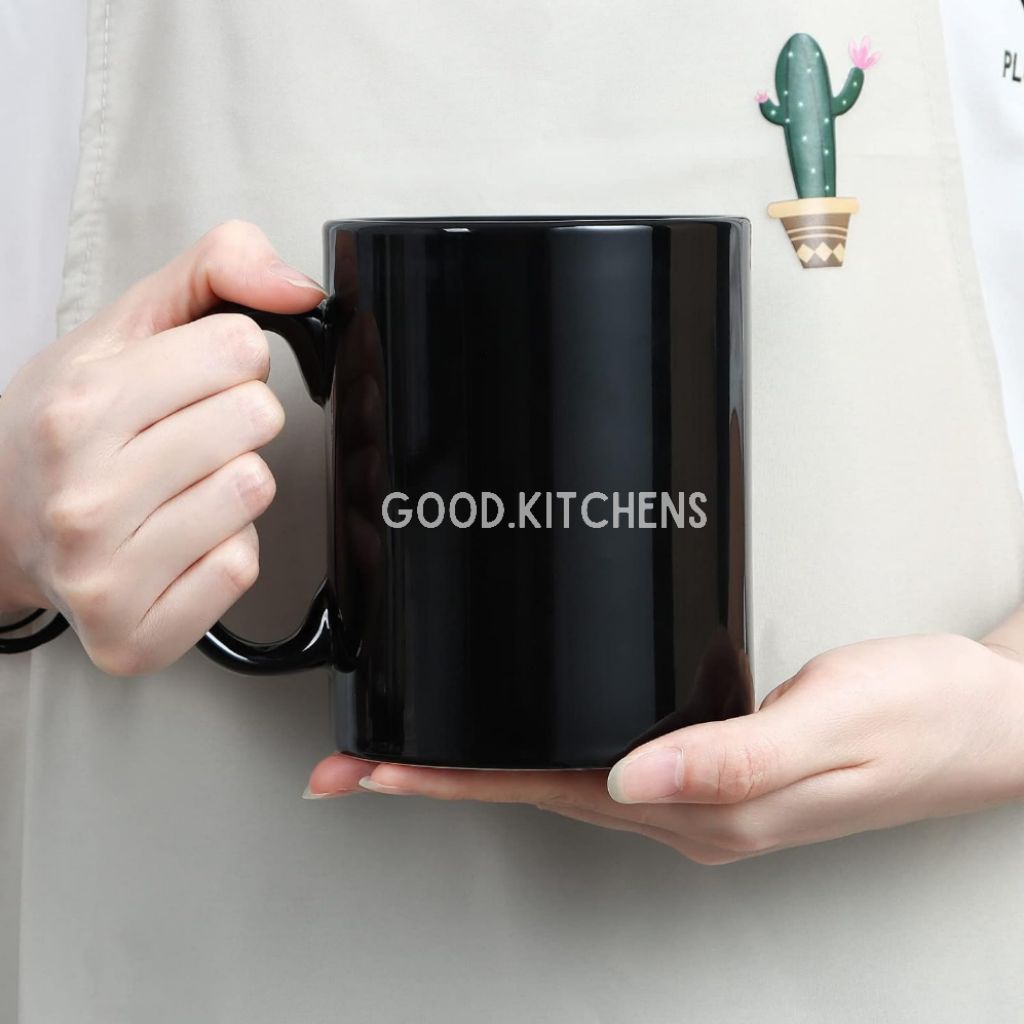 G404 MUG POLOS HITAM 325ml BAHAN KERAMIK MUG COATING CANGKIR GAGANG MUG SKR HITAM