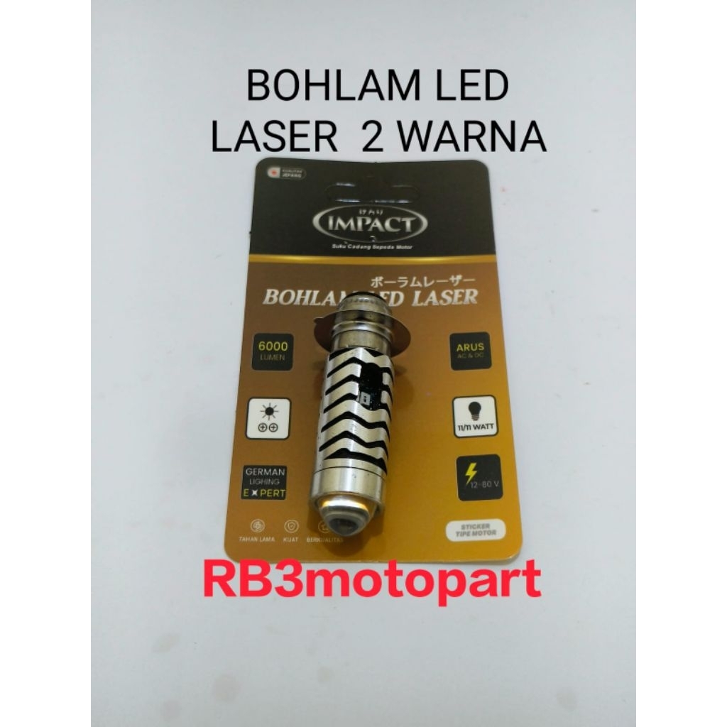 BOHLAM LAMPU DEPAN LED LASER 2 WARNA IMPACT