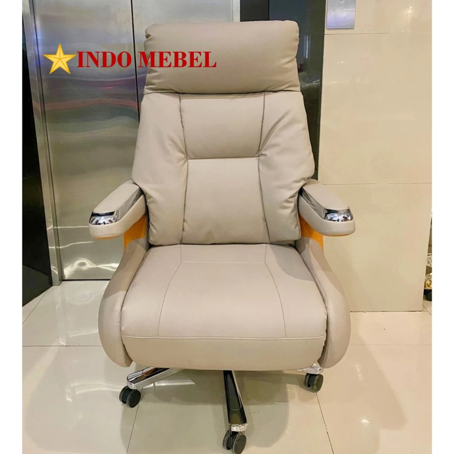 Kursi Direktur Direksi Recliner 078 Beige JUMBO Office Chair Reclainer (Premium Quality) promo murah