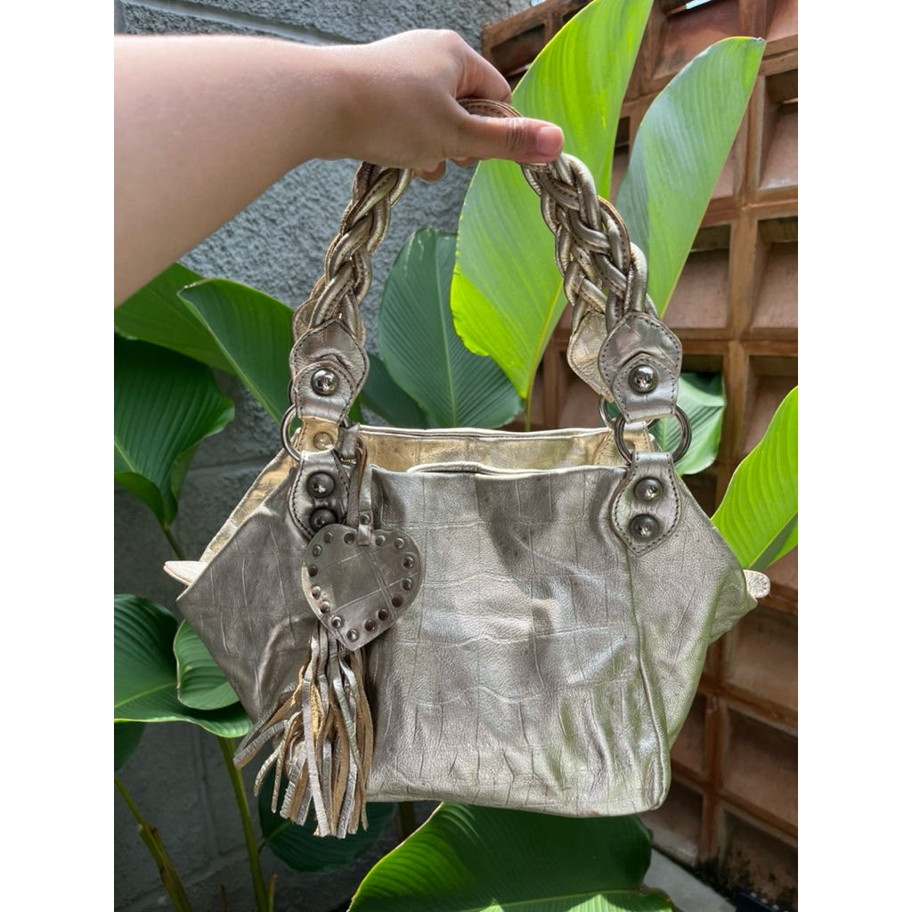 Tas kepang gold (kulit)